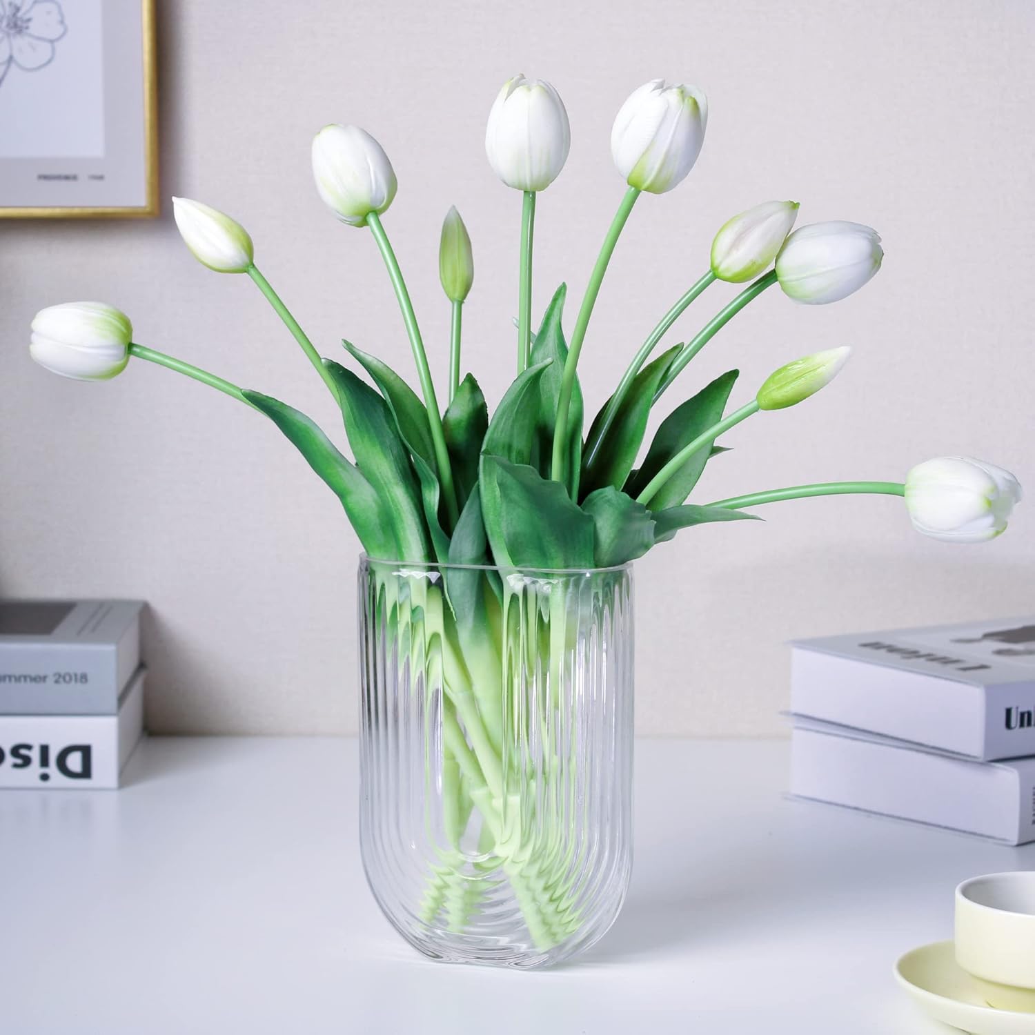 WAKISAKI 16inch Premium Real Touch Fake Tulips Artificial