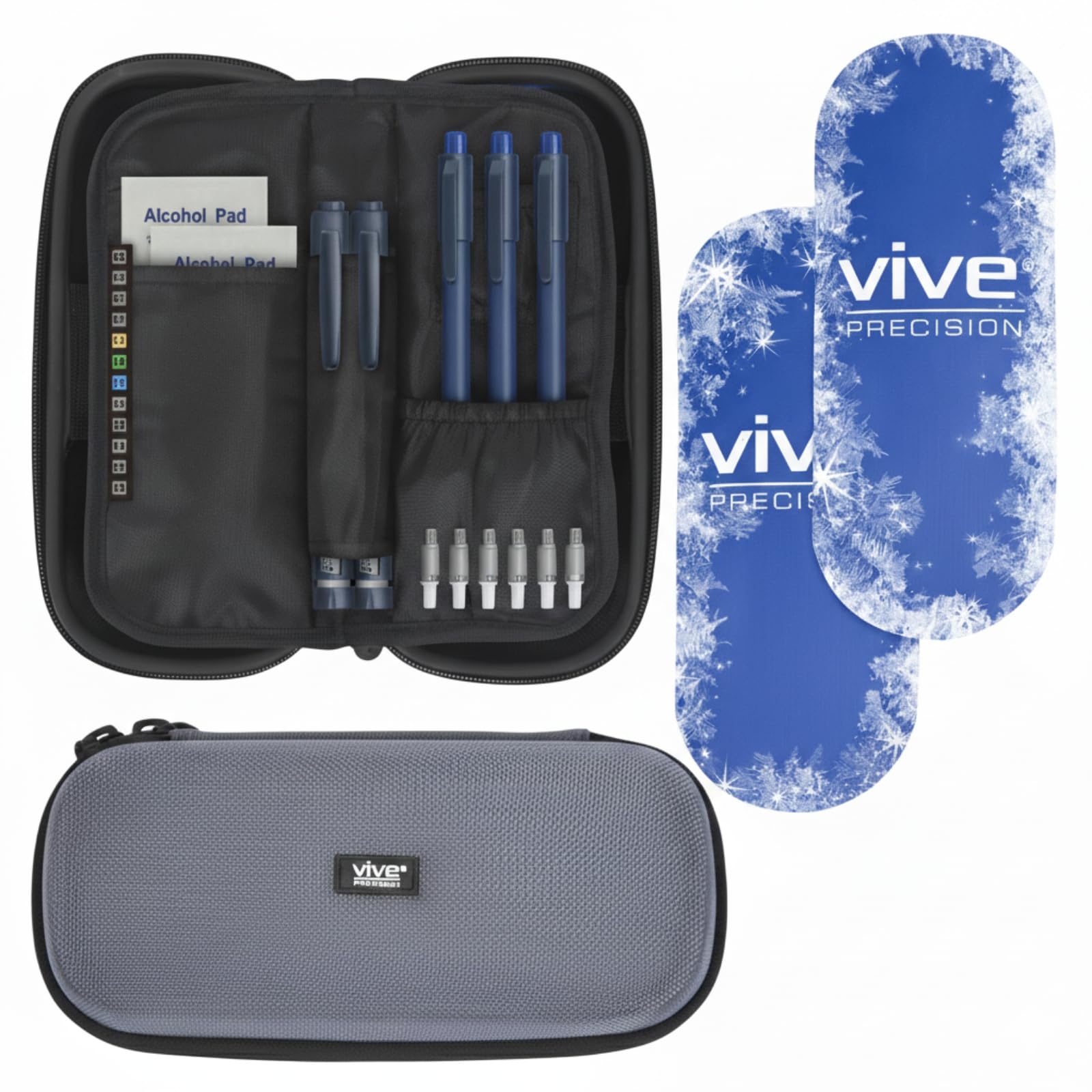 Vive Precision Insulin Cooler Travel Case - Medicine Cooler Bag for Diabetic Supplies, Diabetes, Pen, Vial & Needle Supply - Insulated Holder & Cooling Ice Pack - Cold Carrying Storage Organizer