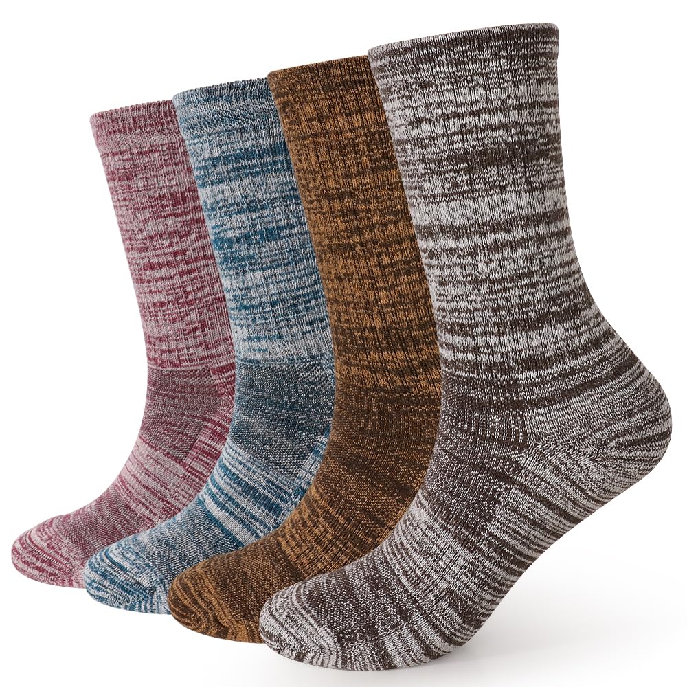 EnerWear 4 Pack Women's Merino Wool Outdoor Hiking Trail Crew Sock