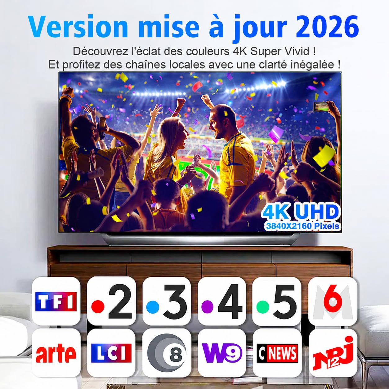 Antenne TV Extérieure Yagi – Antenne Râteau TNT HD UHD 4K Longue Portée, Réception TV Puissante et Stable, Compatible DVB-T/T2, Antenne TV Numérique Anti-Intempéries avec Câble Coaxial 10 m Inclus