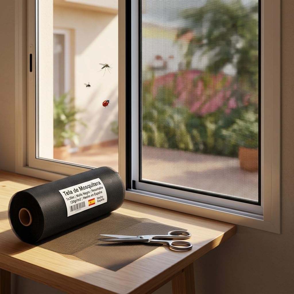 Suinga - Moustiquaire en gaze noir 0,8 x 30 m pour porte et fenêtre, Tissu en fibre de verre 120 gr/m2, Protection anti-insectes