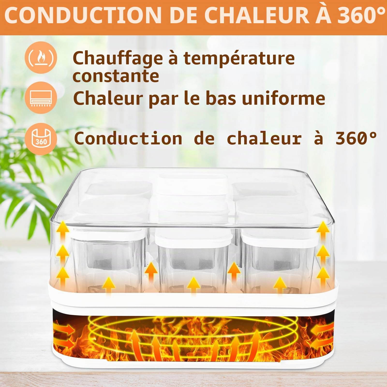 Yaourtière Électrique, Machine à Yaourt avec 9 Pots en Verre de 170ml, Yaourtière Pratique et Compacte, avec Minuterie, Thermostat Réglable et Écran LED, sans BPA, 40 W, pour des Desserts Maison Sains