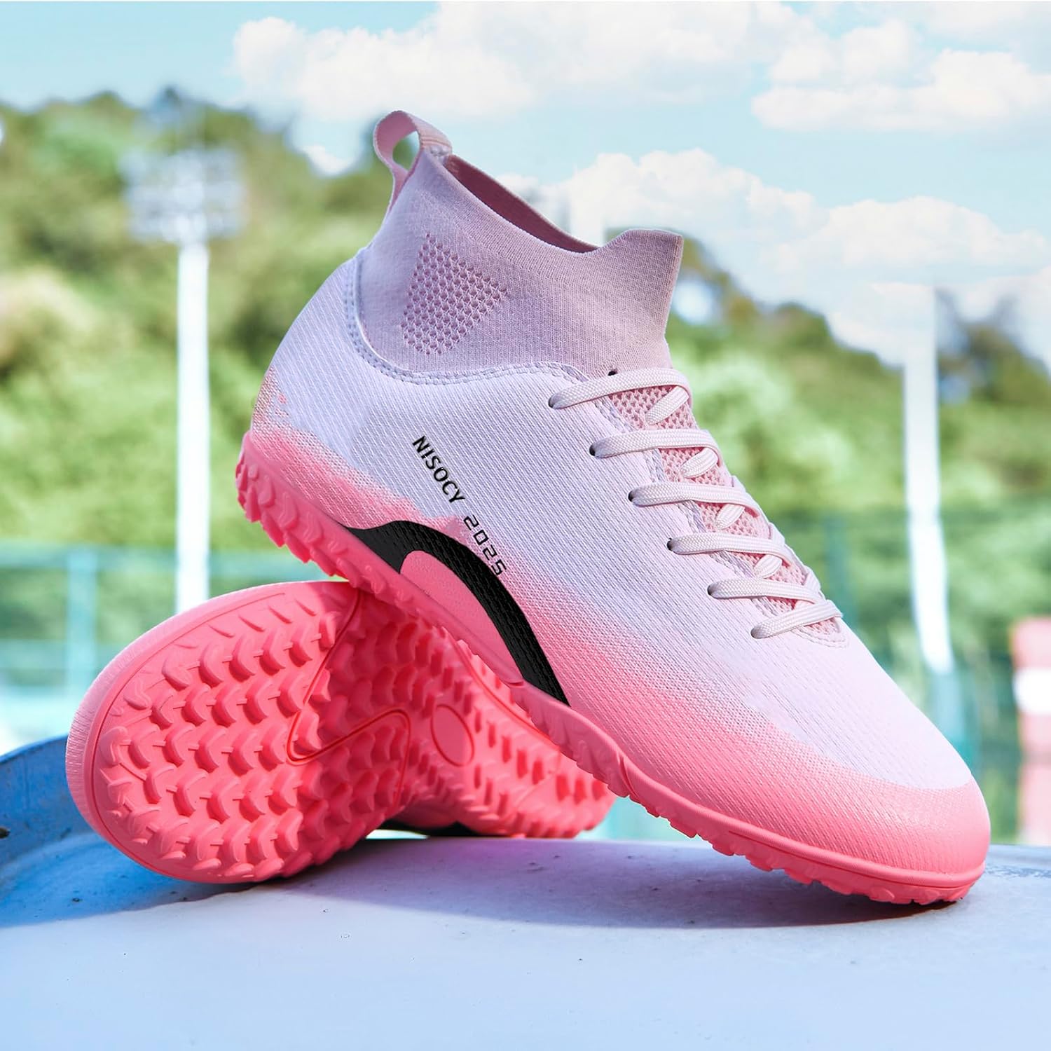 NISOCY Men’s Soccer Shoes Football Cleats High-Top Outdoor/Indoor Athletic Sneaker Lightweight TF AG Training Football Boots - Image 3