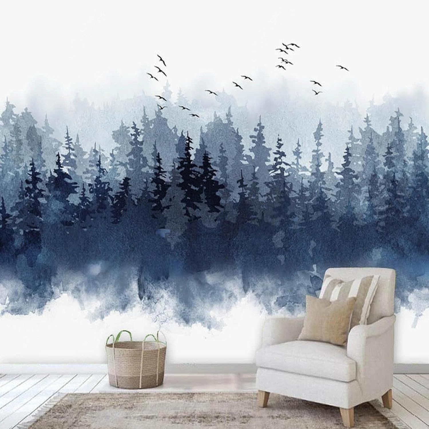 Rénovez un mur abîmé avec ce papier peint 3D paysage animal effet bois 150x105