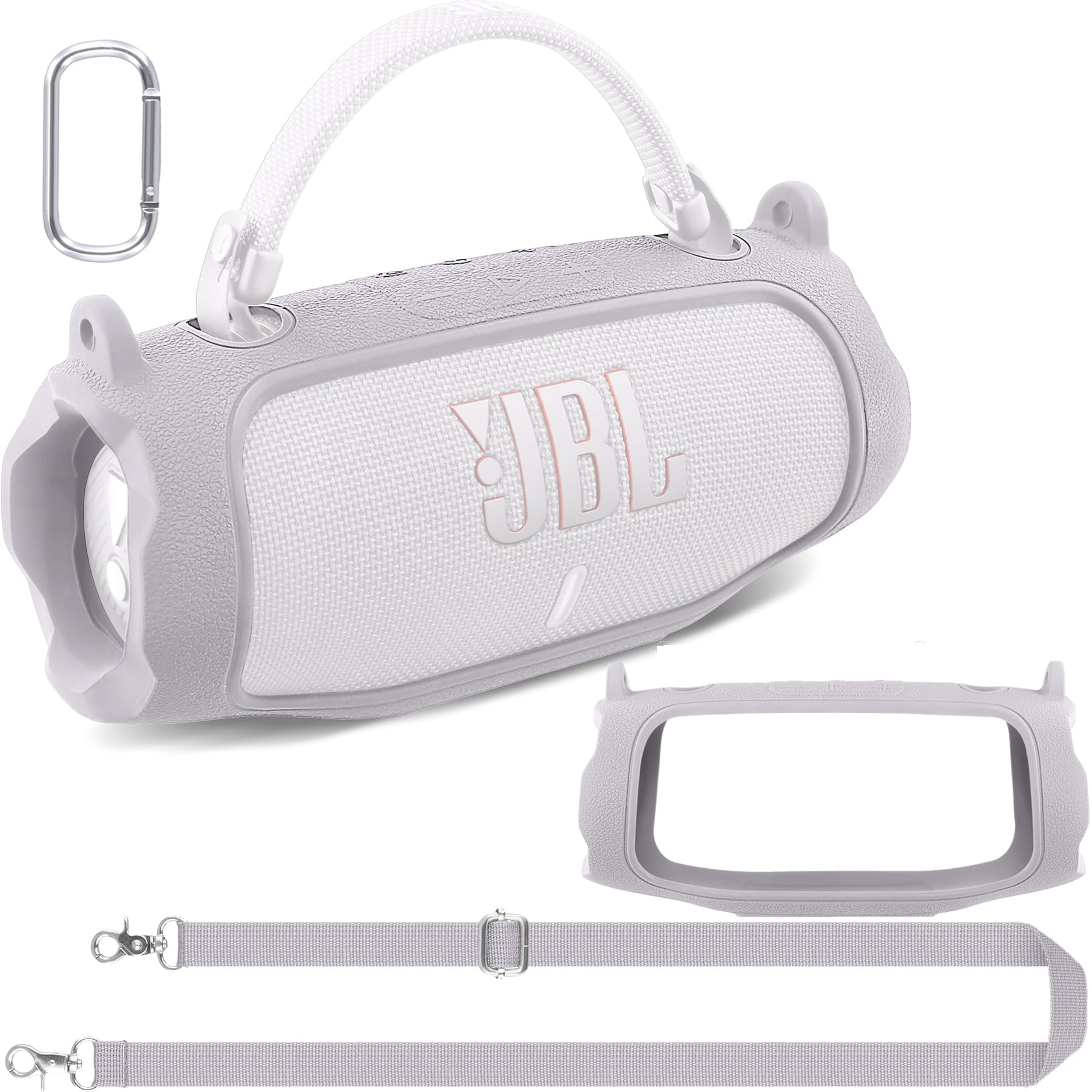 co2CREA Case Silicone for JBL Charge 6 Wireless Portable Bluetooth Speaker, Portable Ultra-light Protective Sleeve with Carabiner and Shoulder Strap