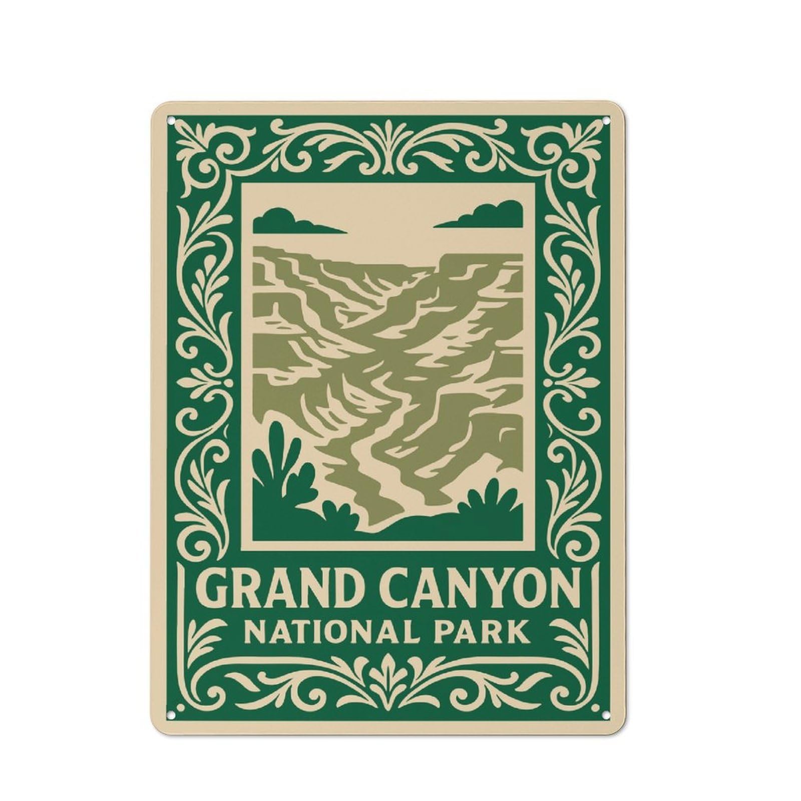 Junmoney Style-7 Grand Canyon National Park Illustration Printed Metal Sign 40X30cm For Workshop Wall, Suited To Metal Sign Collectors, For Retro Home Interiors