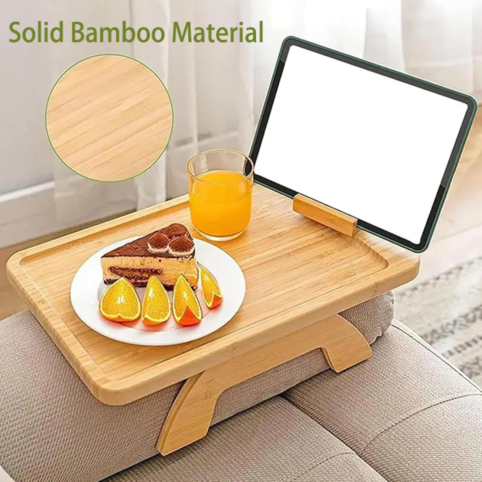 Bandeja para reposabrazos de sofá,Bandeja de Brazo para Sofá de Bambú,Mesa Plegable para reposabrazos de sofá,con Soporte para teléfono,para Aperitivos,Teléfonos,Mandos y Bebidas