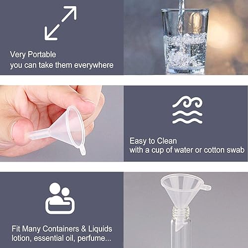Miniatura 3 de Avenoir Embudos de recipientes cosméticos recargables, embudos para llenar botellas de loción, agua, aceites esenciales, lociones, champú,