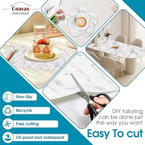 Miniatura 4 de COAVAS Revestimiento de estante para armarios y cajones antideslizante, sin adhesivo para tocador, cocina, estantes, papel grueso impermeable,