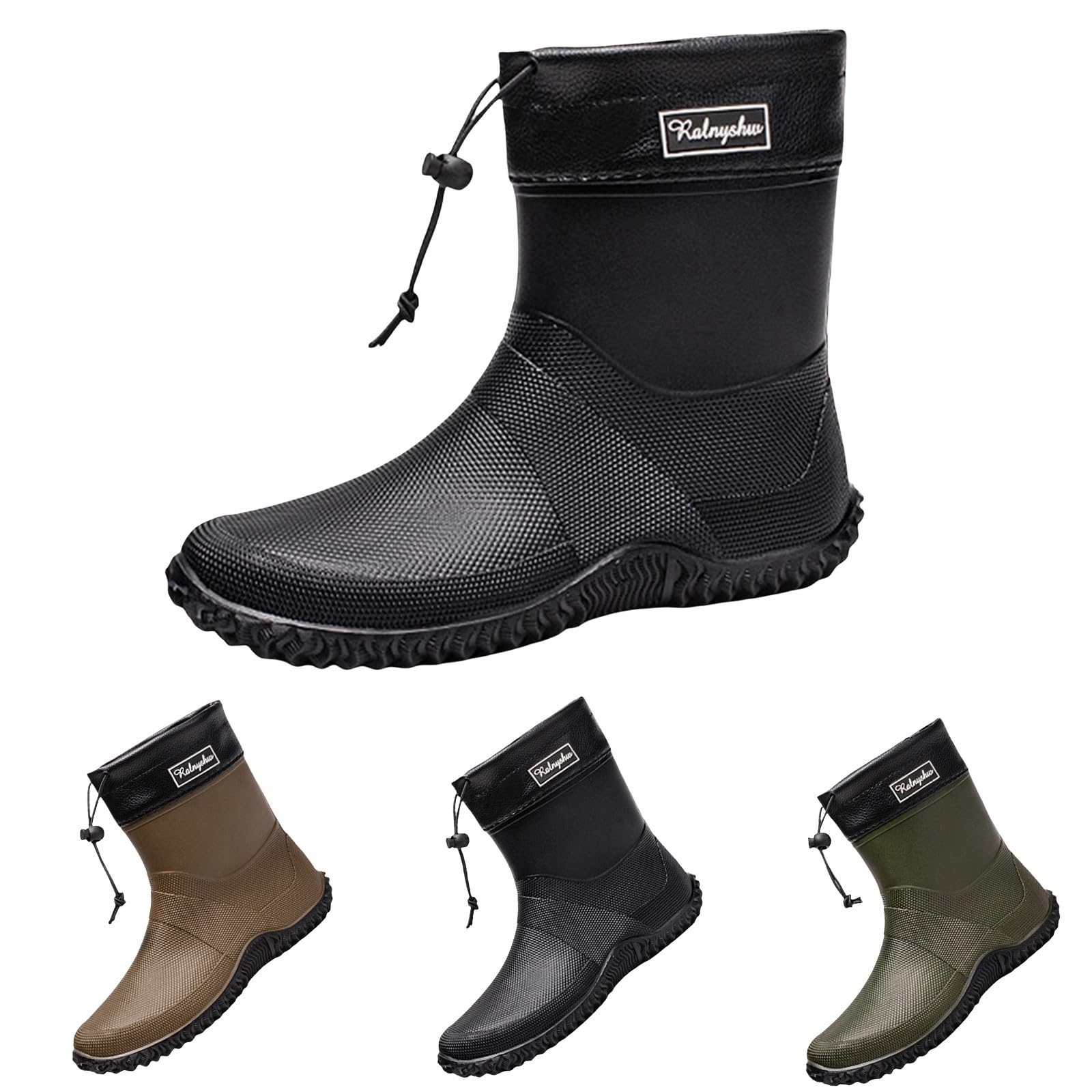 Bottes en caoutchouc pour hommes et femmes Bottes de pluie courtes en plastique Chaussures de pluie imperméables Slip On Bottes de jardin tendance pour homme Chaussures de jardin confortables pour la
