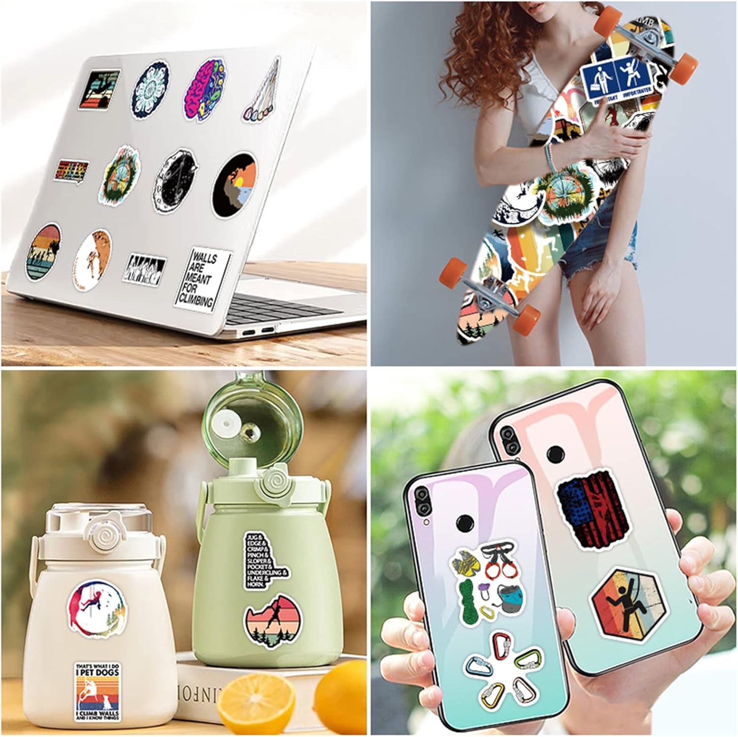 60 PCS Climbing Stickers,Outdoor Extreme Sports Rock Climbing Stickers for Water Bottles, Laptops, Suitcases,Skateboards,Car,Perfect Gifts for Climber,Adults,Teens and Kids image 6 of 6 B0BKFMYM4D