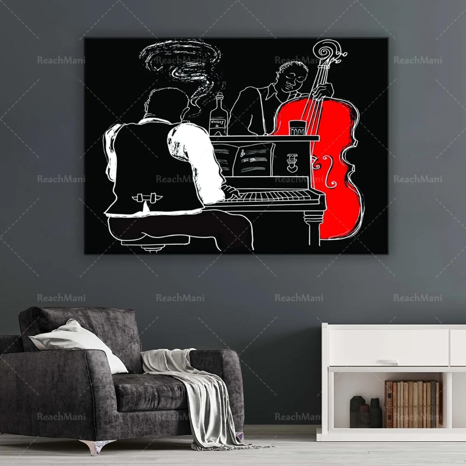 BMGKYAGL Stampa su tela Pianista, moderna decorazione da parete su tela, poster artistico, per gli amanti della musica. Decorazioni per pareti con cornice 60x90cm.
