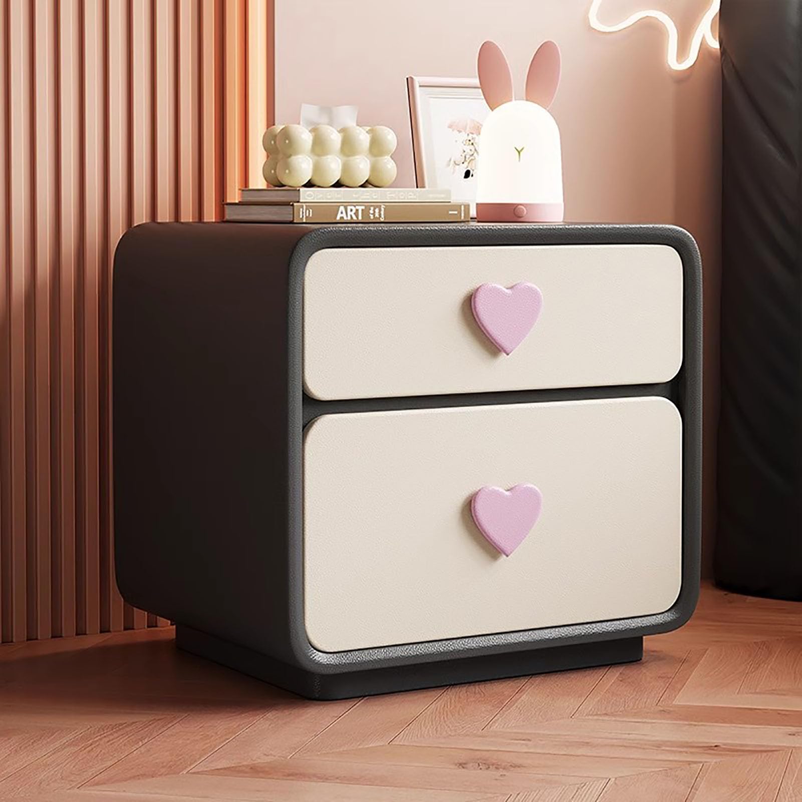 SXZenSpace Modern 2-Layer Nightstand,Cute Minimalist with Drawer Bedside Table Solid Wood Bedroom Furniture for Children's Room,A,45x40x50cm(18x16x20inch)