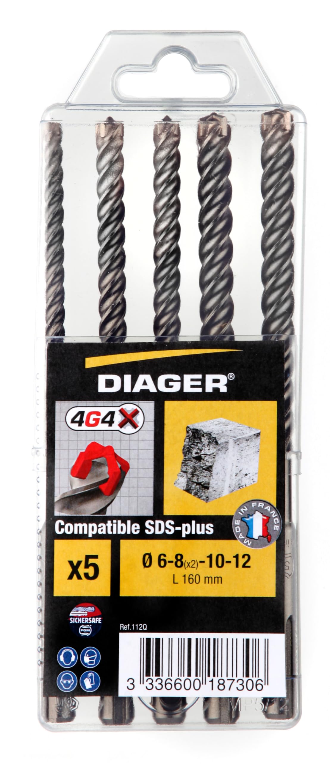 Diager LMA00201 Coffrets de 5 forets béton SDS-plus-112Q