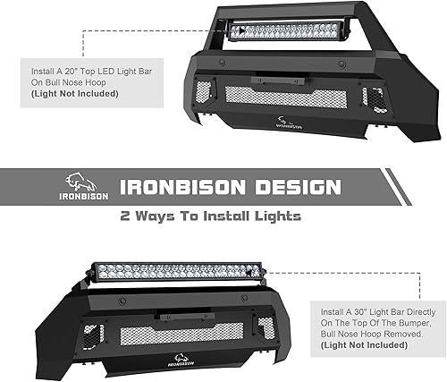 Miniatura 5 de IRONBISON Front Bumper Compatible with 2021-2023 Ford F150 (Exclude 2022-2023 F150 Lightning EV) Can Add LED Light Bar Fine Texture Black Truck F150