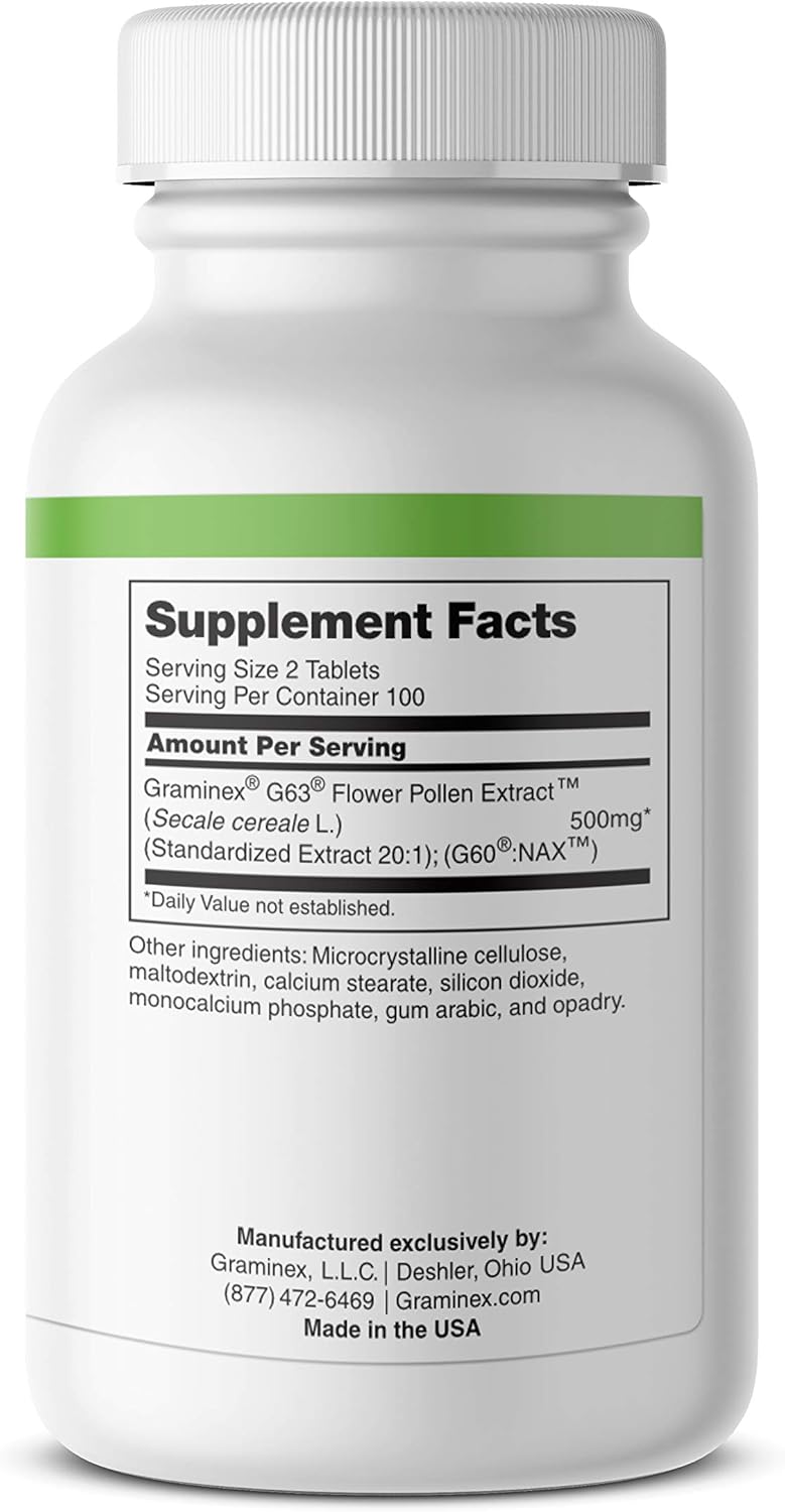 Graminex PollenAid Prostate Supplement: All Natural Prostate Support for Bladder Control & Urinary Tract Health, Rye Pollen Extract Made in USA, 200 Tablets