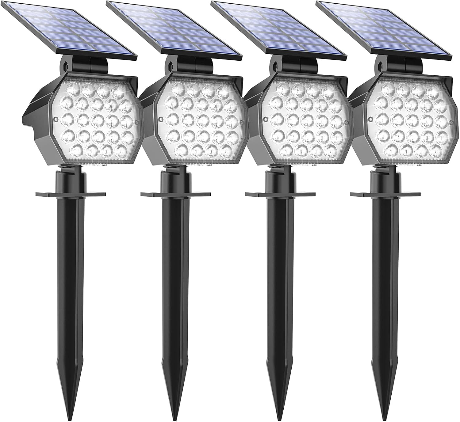 APONUO Solar Spot Lights Outdoor Waterproof 4 Pack Uplights IP67,23 LED 3 Lighting Modes Solar Landscape Lights Tree Lights Outdoor for Yard Garden House Garage Pathway
