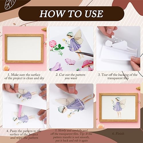 Miniatura 6 de Transferencias de Fricción Highland Cow para Manualidades - Rngmsi 9 Hojas de Pegatinas de Transferencia de Girasol para Muebles, Transferencias de