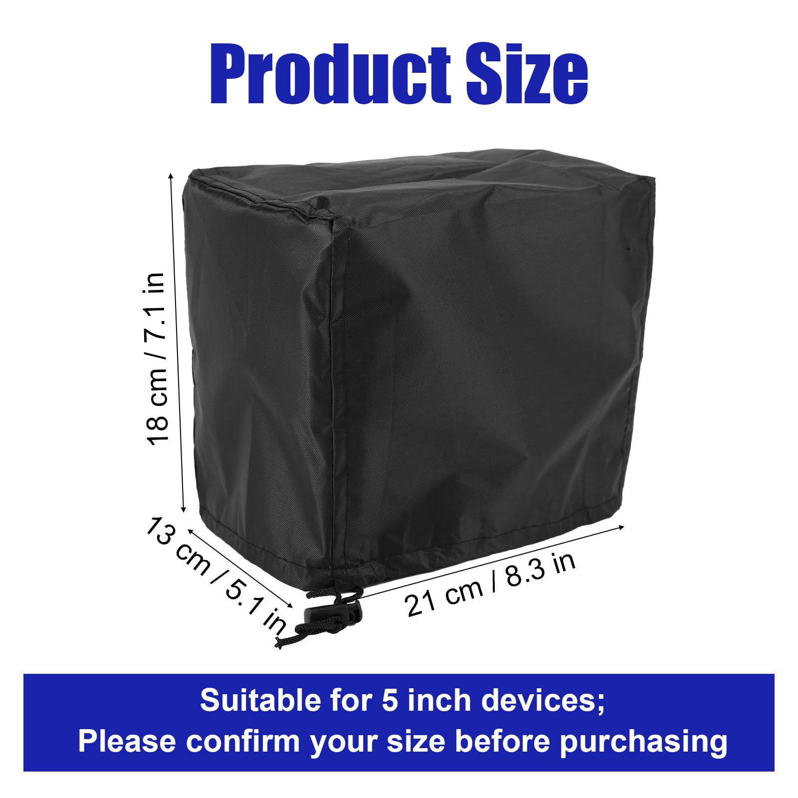 Fish Finder Cover for Lowrance & Humminbird 5 Inch Devices, 8.3x7.1x5.1 Inch Oxford Fabric Depth Finder Cover with Silver Coating & Drawstring Waterproof Protection for Screen and Devices