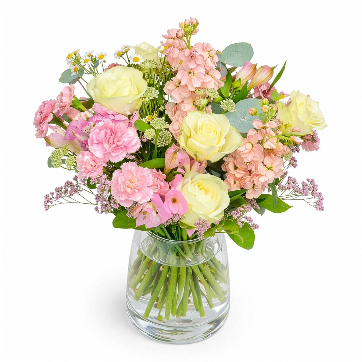 BLOOMY DAYS Blumenstrauß "Blossom Beauty" in RosaOrange, mit Alstromerien, Eukalyptus und Limonium, 7-Tage-Frischegarantie, Floristen-Qualität, das perfekte Geschenk bestellen