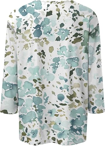 Miniatura 5 de Camisetas de manga 34 para mujer, estilo casual, estilo de San Valentín, cuello redondo, holgadas