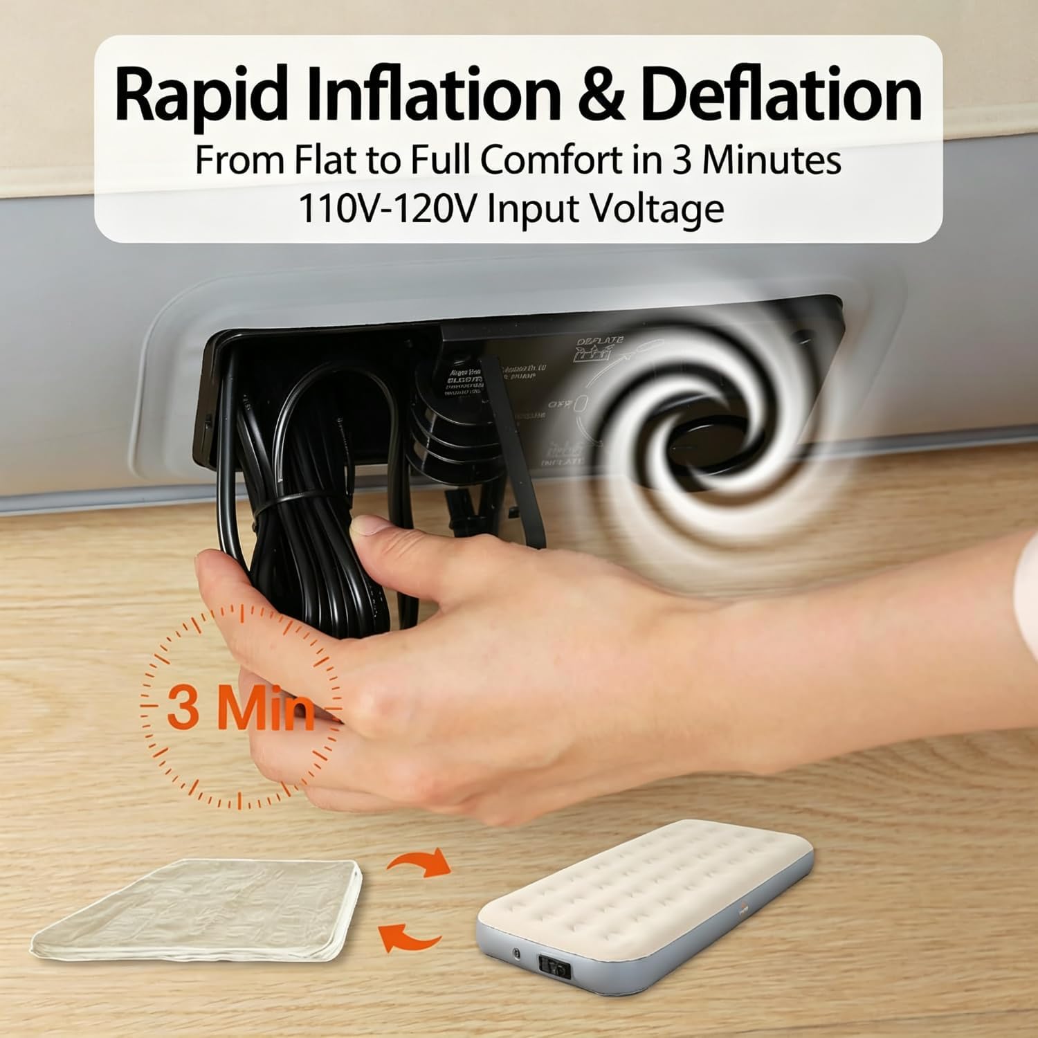 Air Mattress Inflatable Bed, Air Mattress with Built - in Electric Pump - Fast Inflation, Supports up to 650 lbs - Ideal for Camping, Home, Guests, and Portable Travel Use, Single Size