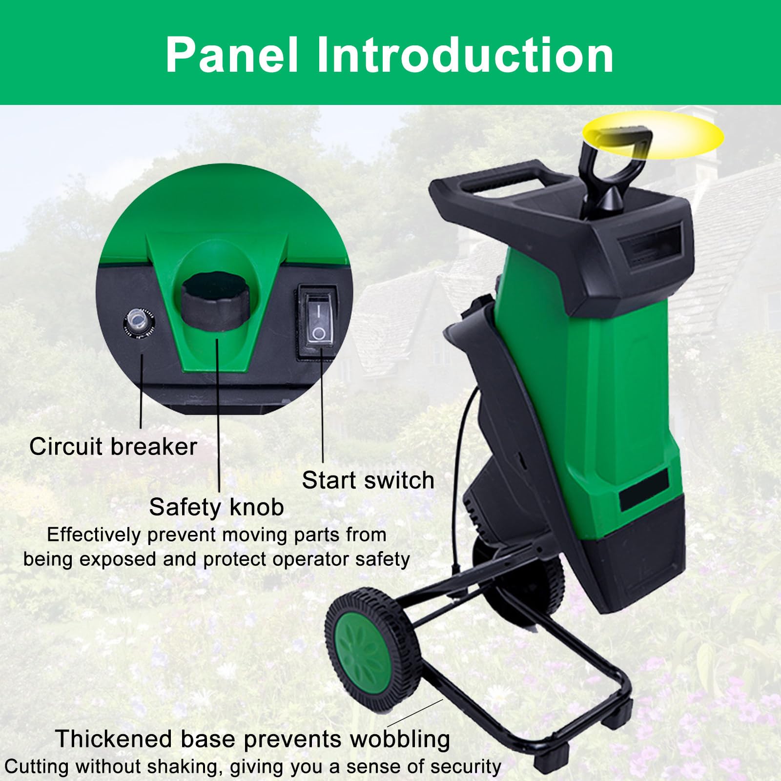 Trituradora De Ramas EléCtrica AutomáTica De 2400 W, 4500 RPM para Ramas De 0 A 40 Mm, con Bolsa Recolectora De 50 L Green