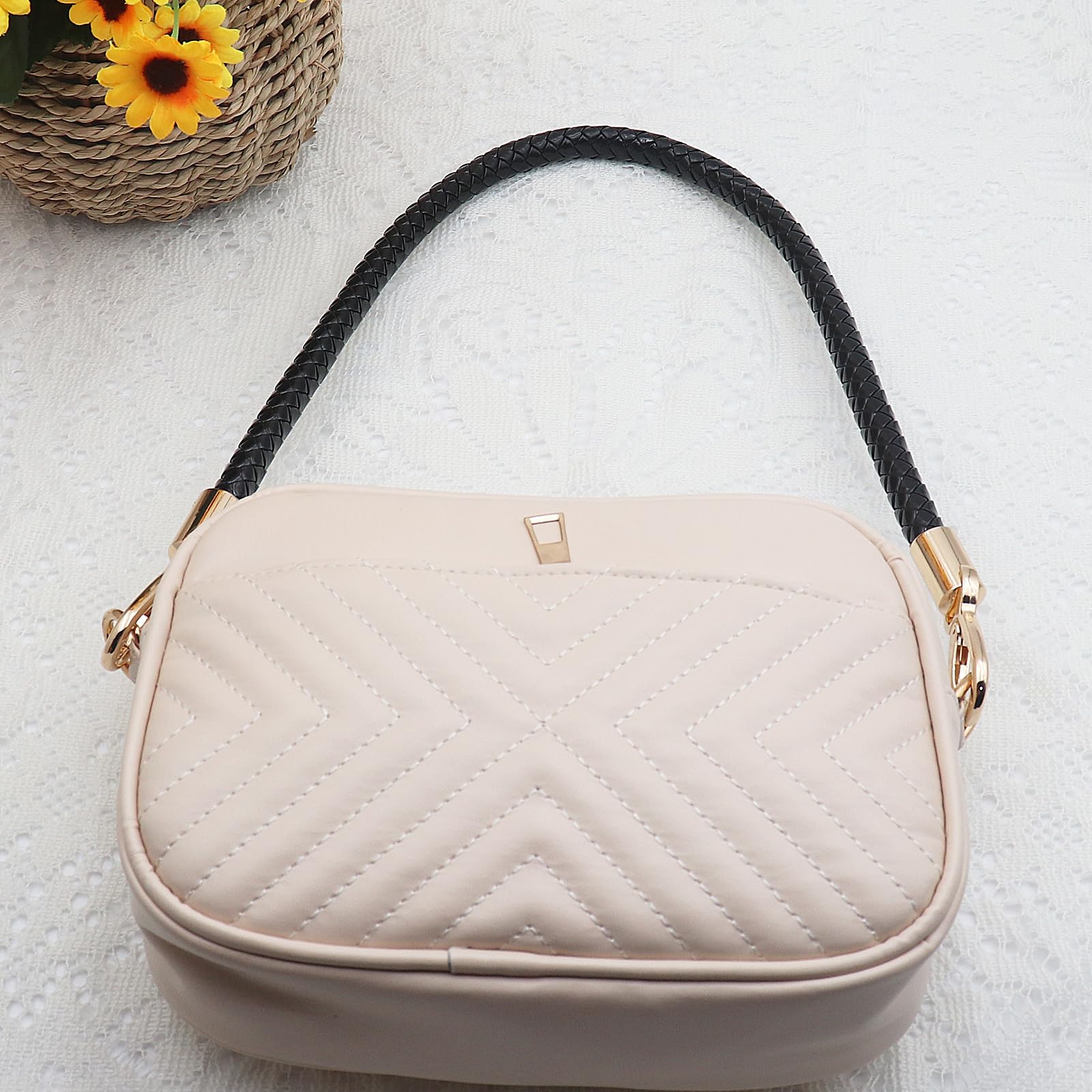 2 Lanières De Sac à Main 60 Cm En Cuir PU Avec Mousquetons - Café Foncé