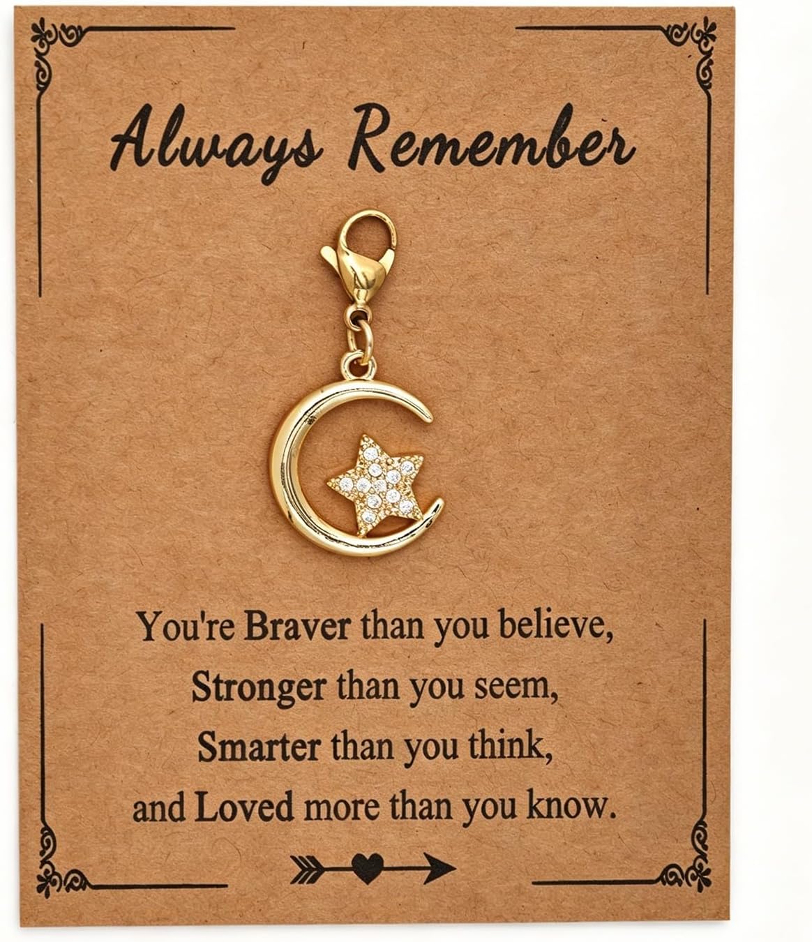 AMOBESTER Moon and Star Charms with Lobster Clasp 14K Gold-plated with Cubic Zirconia Pendant for Bracelet and Necklace