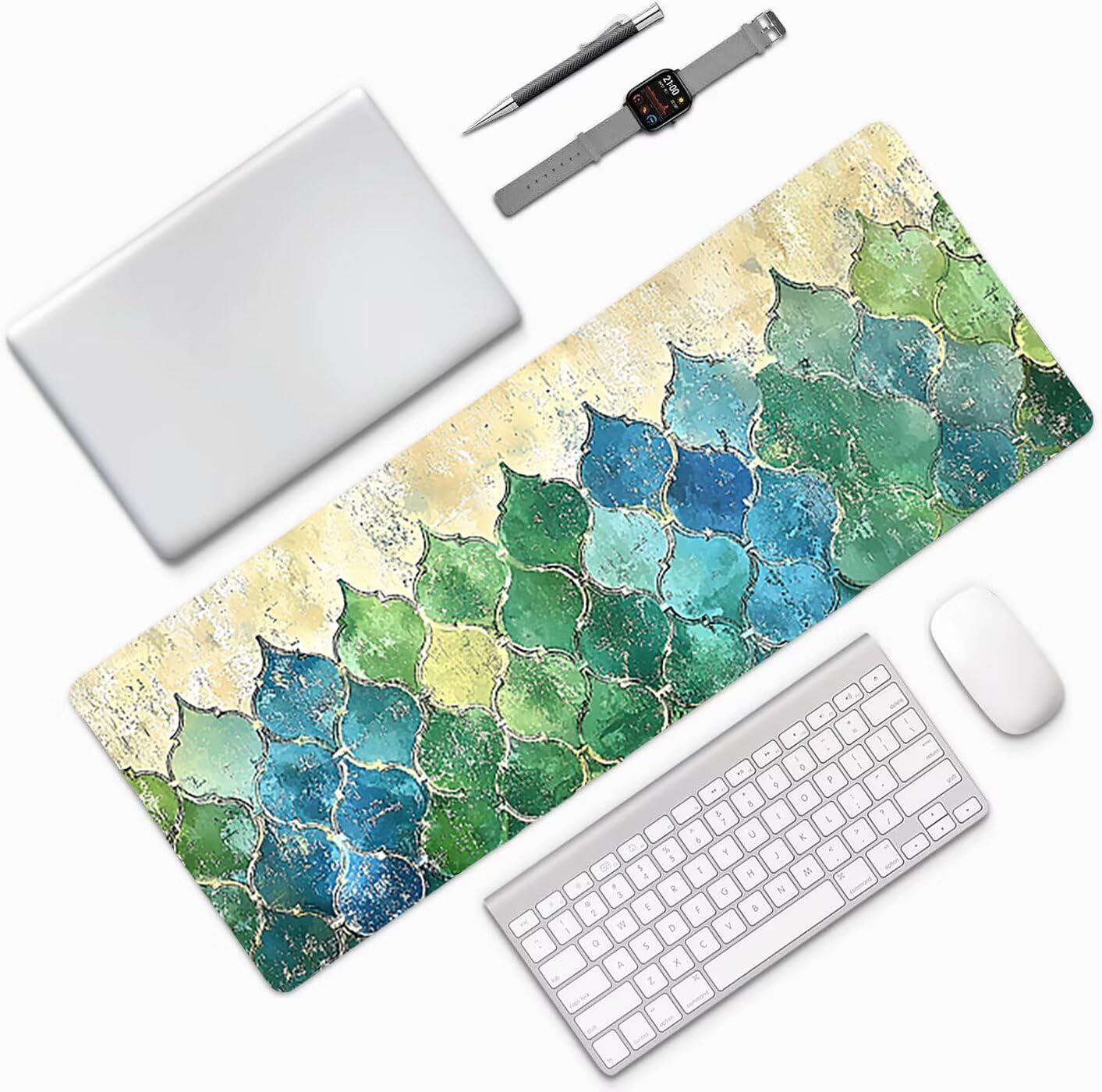 Lpfieonn Retro Großes Schreibtischunterlage, XXL Schreibtischunterlagen, Beige XXL Wasserdicht Gaming Mousepad mit Vernähter Rand und Rutschfeste Gummibasis, für Laptop/Hause/Büro 120x60cm PF-2913