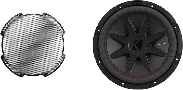 KICKER 52CVR124 12-Inch 25cm Sub, DVC, 4-ohm & 52GR12 Grill Bundle