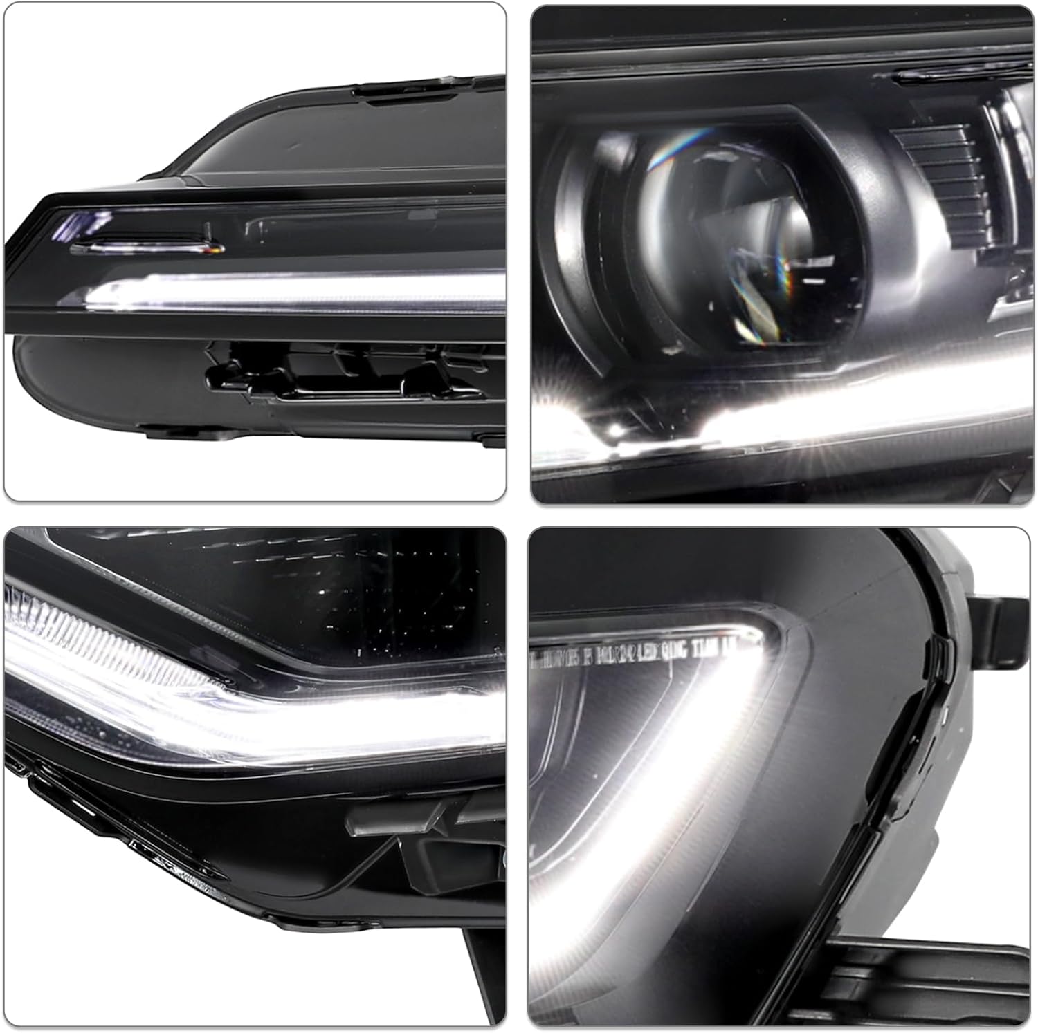 SOCKIR Headlight Assembly Fit for 2019-2024 Chevy Camaro RS|SS|1SS|2SS LED Type OE Style Factory Headlamp Pair Set Black Housing Clear Reflector