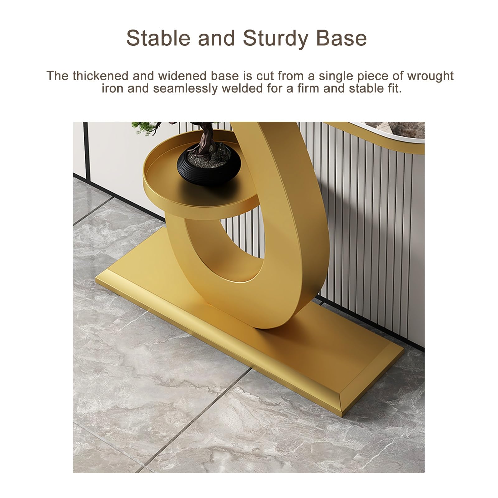 Consolle Moderna E Stretta con Struttura in Metallo Sagomato, Tavolo Consolle Ingresso Ideale per Corridoi E Ingressi in Stile Industriale(White,120cm/47.2in)