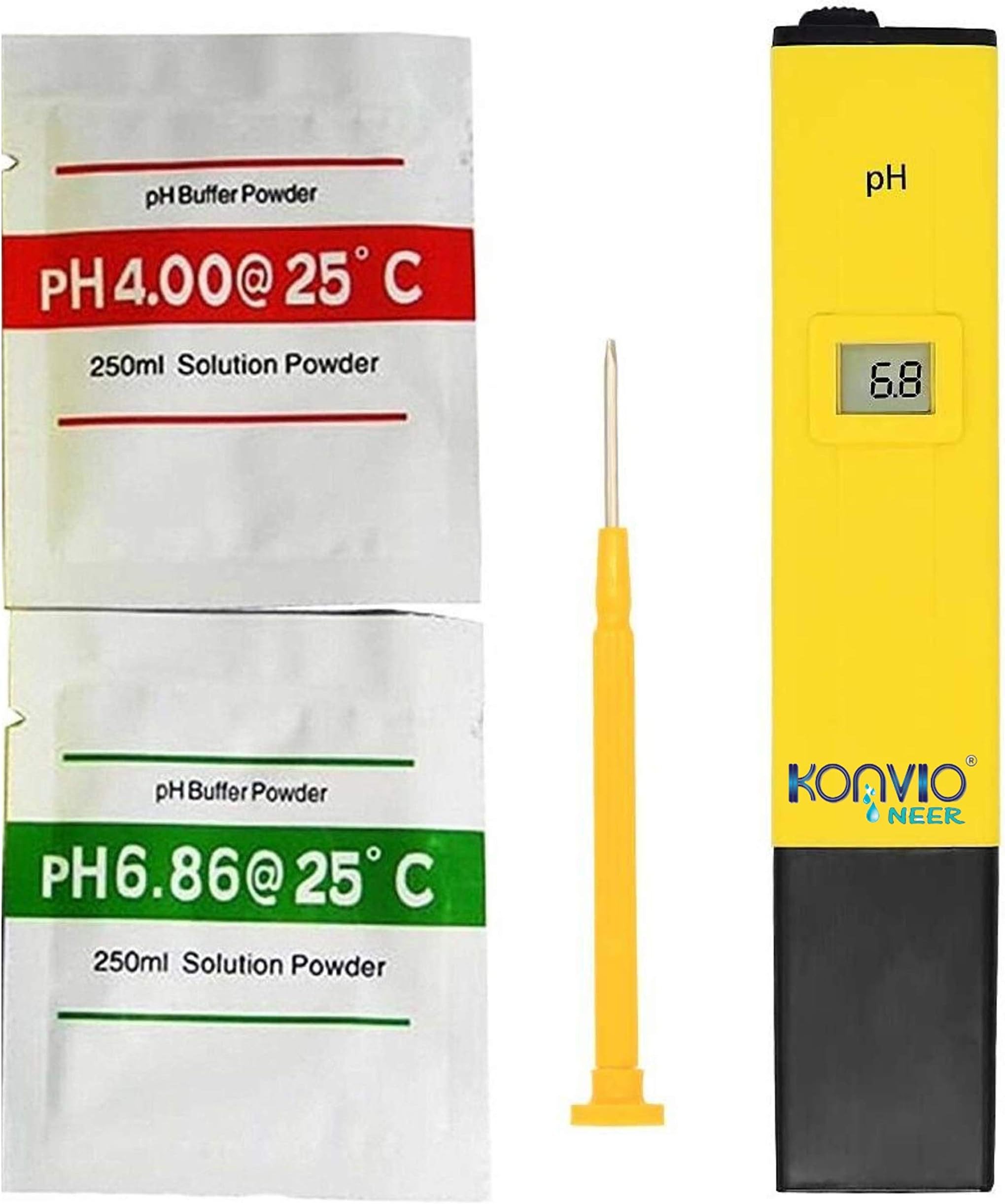 Konvio Neer pH Test Meter ± 0.1pH High Accuracy with 0.00-14.00ph Measure Range for Drinking Water, Hydroponics, Aquariums, Swimming Pools. (Manual pH Meter)