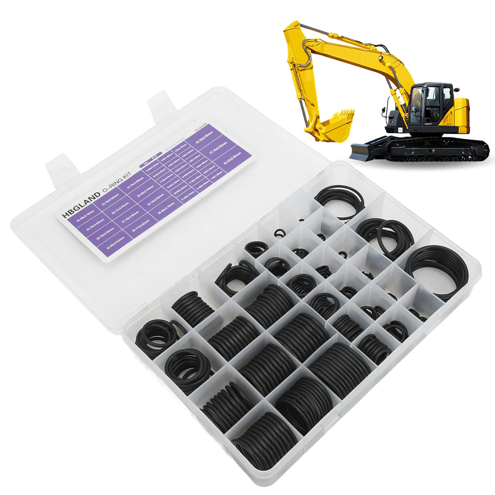 Kit de juntas tóricas Kit surtido O-ring Junta tórica Juntas de goma HNBR premium para excavadora SH 447 piezas Kit O-ring AC