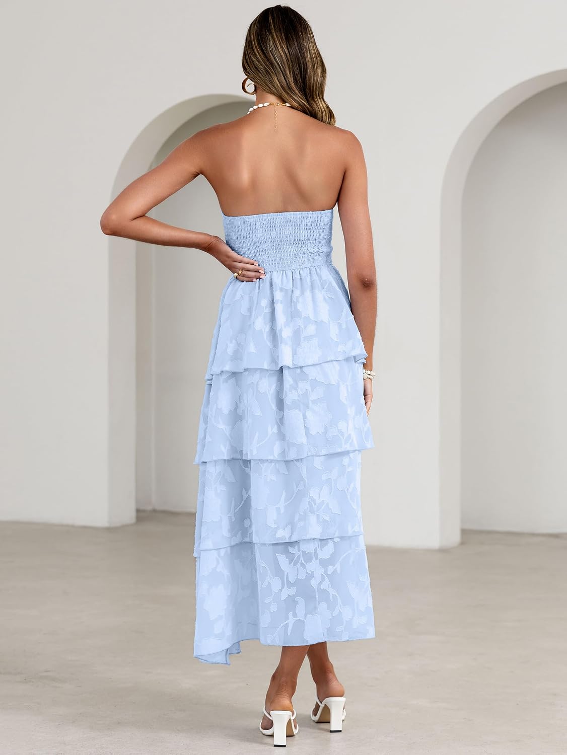 Simplee Womens Summer Strapless Maxi Dress 2026 Boho Floral Off Shoulder Wedding Guest Dresses Tiered Beach Long Sundress