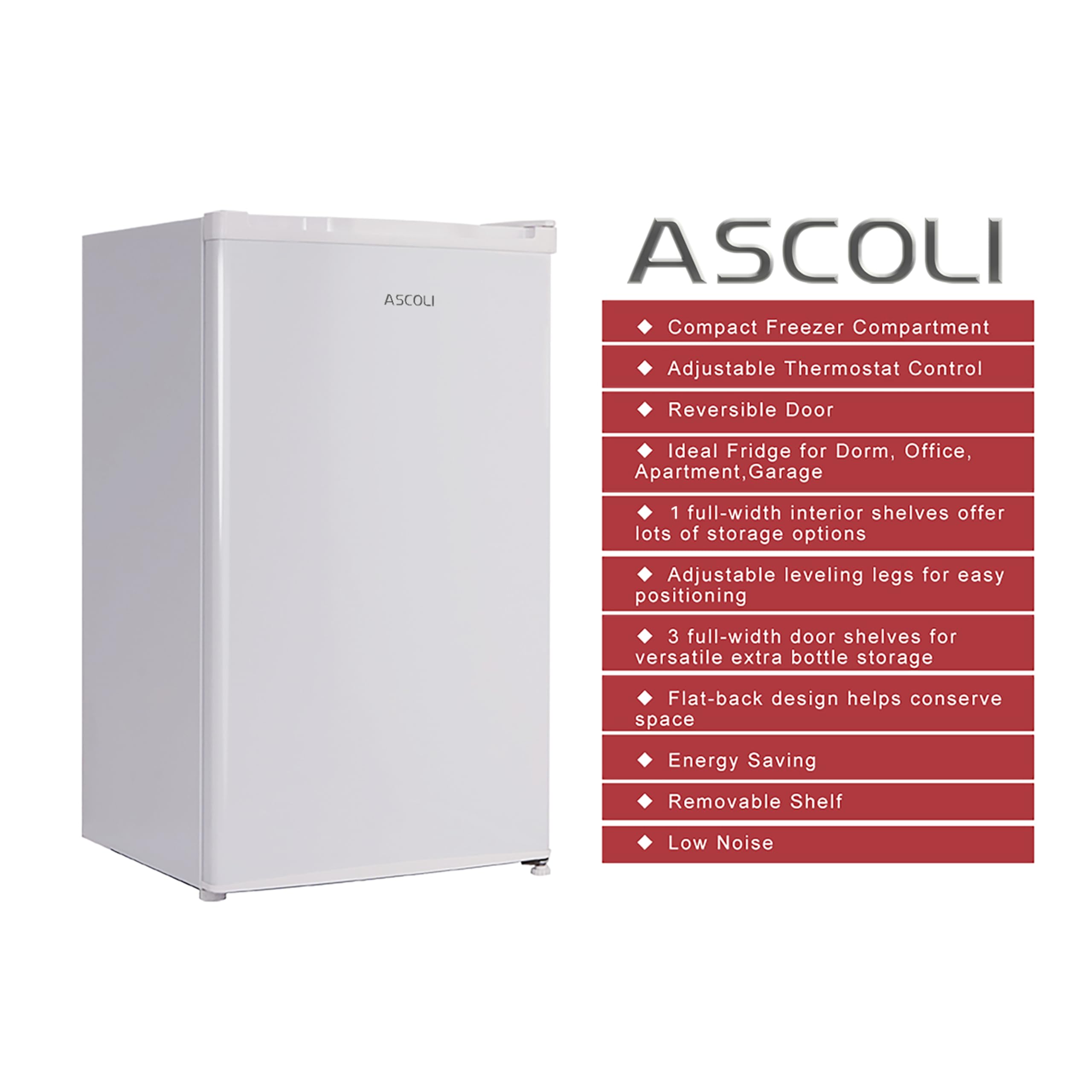 Refrigerador subplano (85 L, mini nevera, nevera pequeña, colocación libre, refrigeración directa, puerta reversible, descongelación, ajuste de temperatura ajustable, iluminación LED (White)
