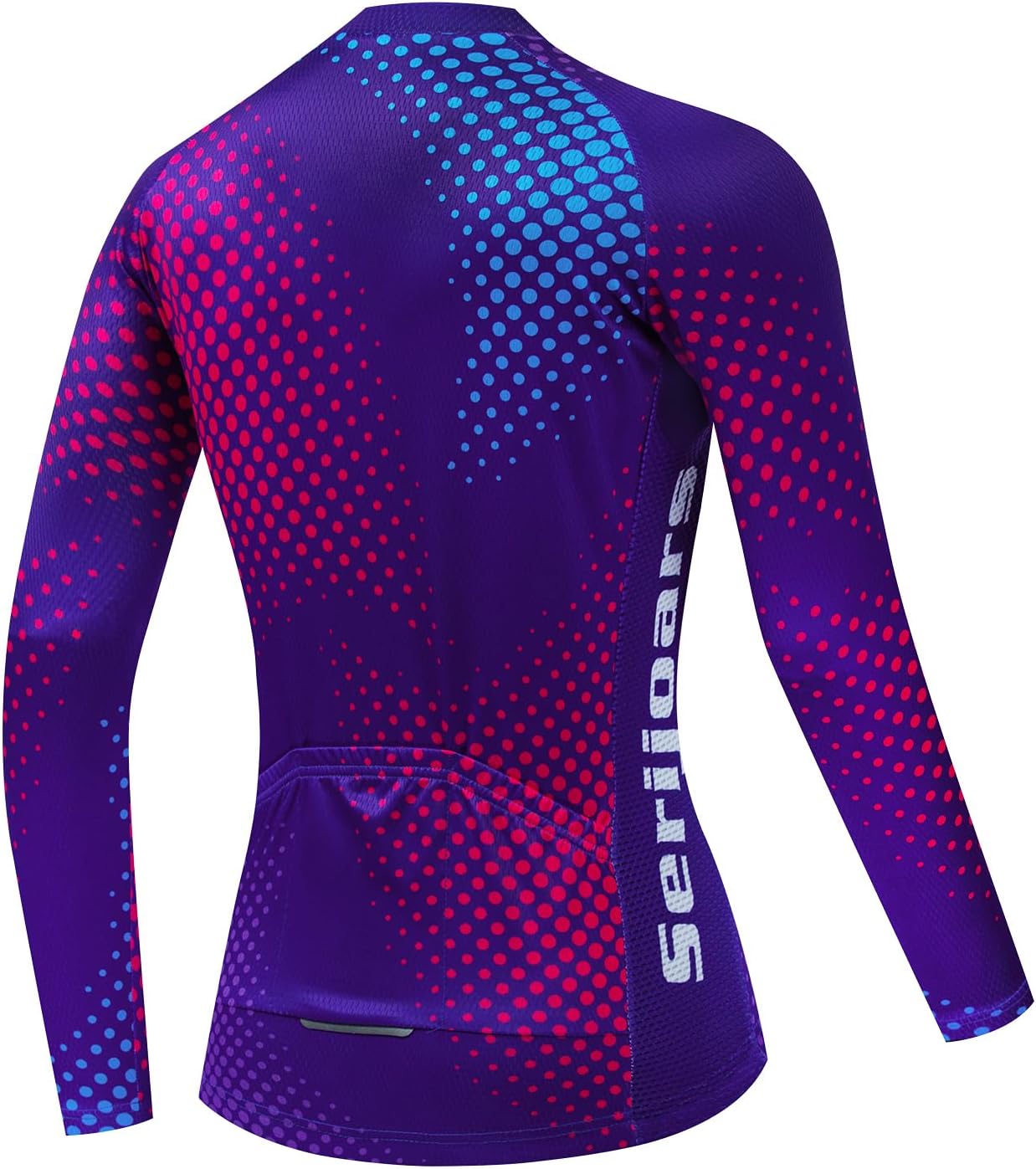 Women's Long Sleeve Cycling Jersey, Quick Dry Bike Top with Reflective Strip, Zipper and Pockets - Image 2