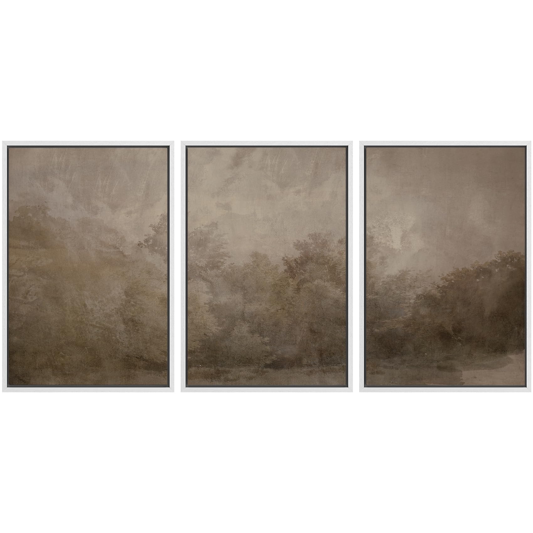 SIGNWIN Framed Canvas Print Wall Art Set Blue White Grunge Geometric Pattern Abstract Shapes Cozy Neutral Decorative Contemporary Minimal for Living Room, Bedroom, Office - 24"x36"x3 Natural — view 102