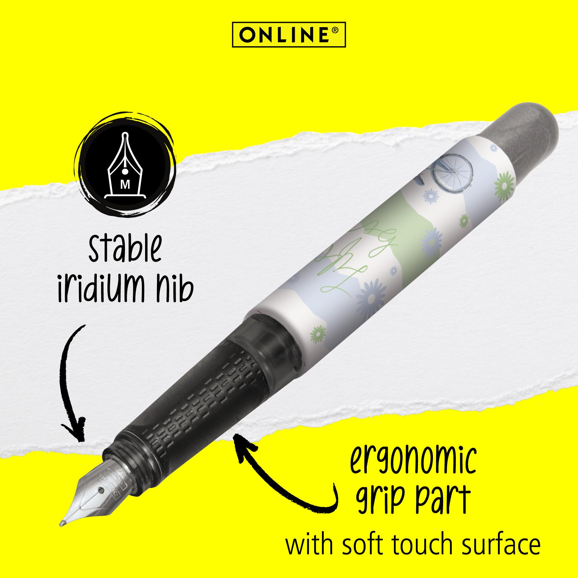 Online fountain pen College Beautiful, ink fountain pen for right-handers, ergonomic grip, iridium nib medium - Image 2