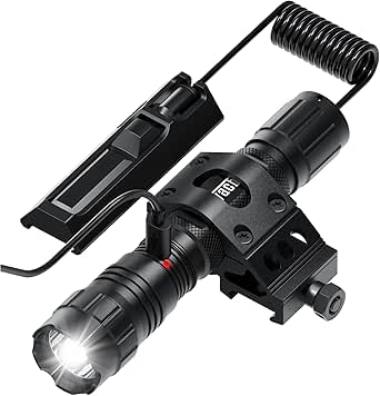 Feyachi 1500 Lumen LED Tactical Flashlight Rechargeable IPX7 Protection 4 Modes Weapon Light Picatinny Rail Flashlight Included with Pressure Switch