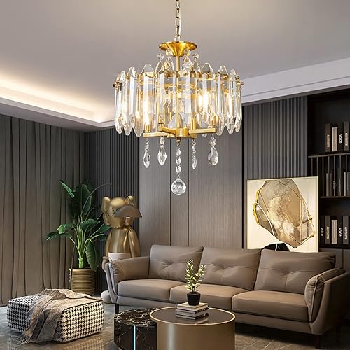 Miniatura 3 de Modernas lámparas de araña de cristal doradas, mini candelabros de cristal, lámpara de techo, iluminación colgante de granja para cocina, isla,