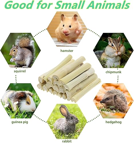 Miniatura 10 de GREMBEB Juguetes de conejo palitos de manzana masticables de conejo 100 orgánico natural golosinas molares de hámster para conejillos de indias para