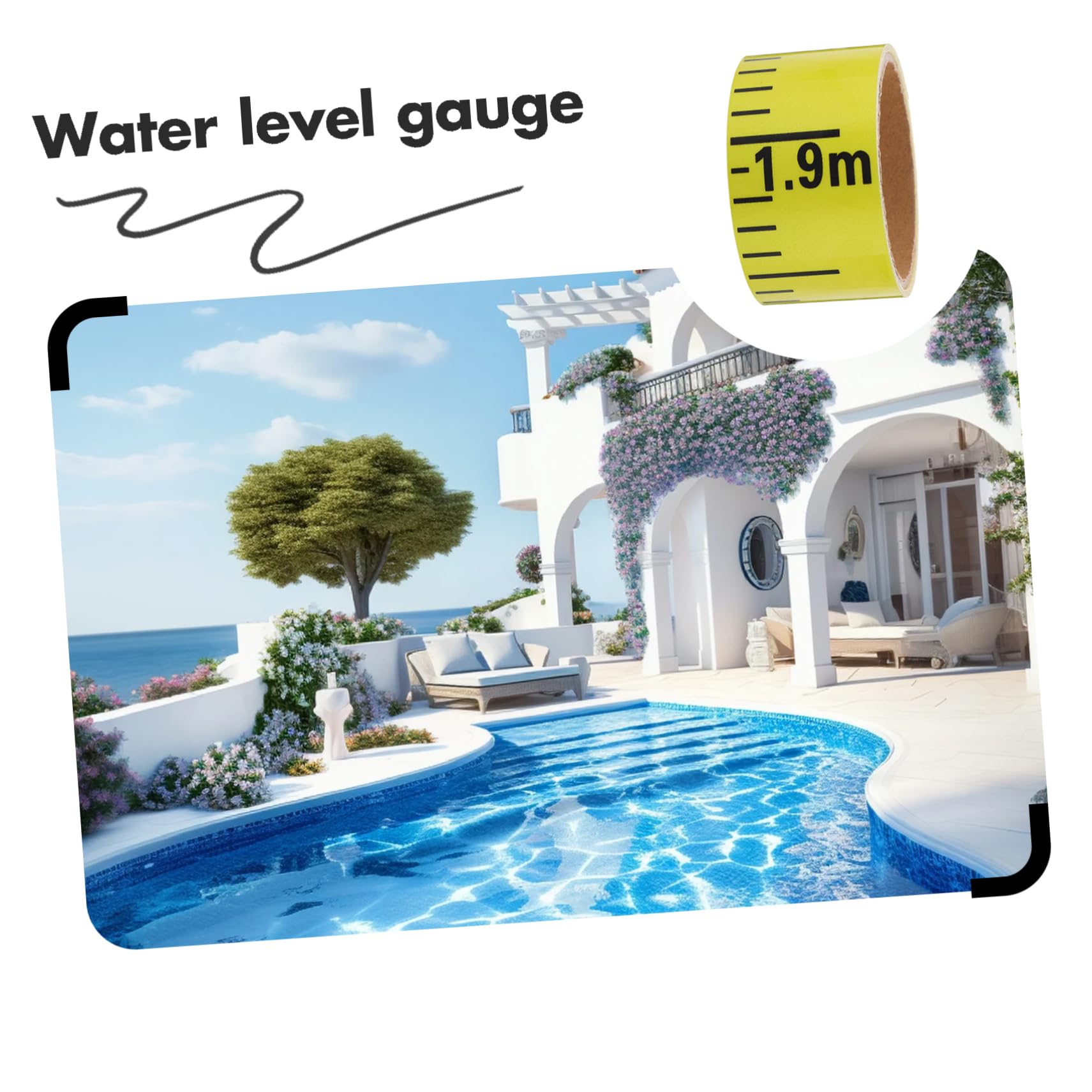 VILLFUL Accurate Water Level Decal Self-adhesive Pool Water Gauge 5cm Wide Construction Measurement Sticker