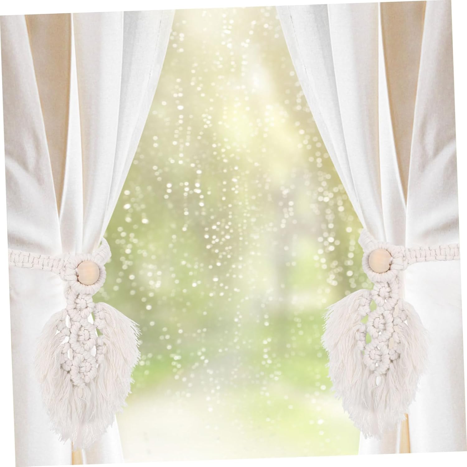 2sets Strong Cotton Material Curtain Holdbacks Farmhouse Style Drapes Ties Rustic Home Decor 4pcs*2