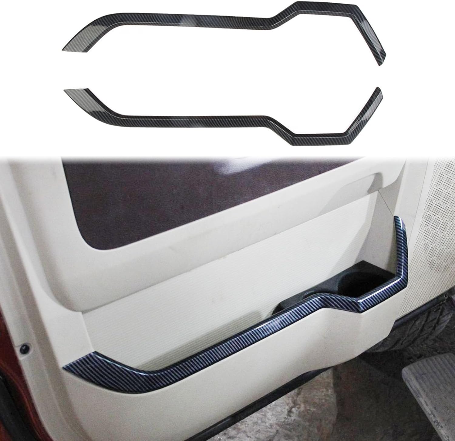 Carbon Fiber Door Line-Shaped Kick Panels Cover Trim Accessories For 2009-2018 Dodge RAM 1500/2010-2022 RAM 2500 3500(Front Door)