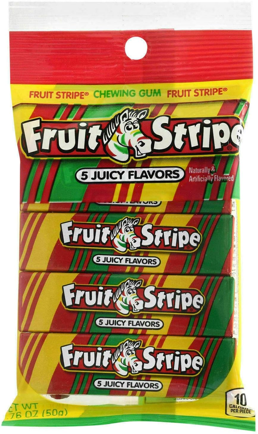 Fruit Stripe Classic Chewing Gum 4-Pack Tattoos Inside! 5 Juicy Flavors