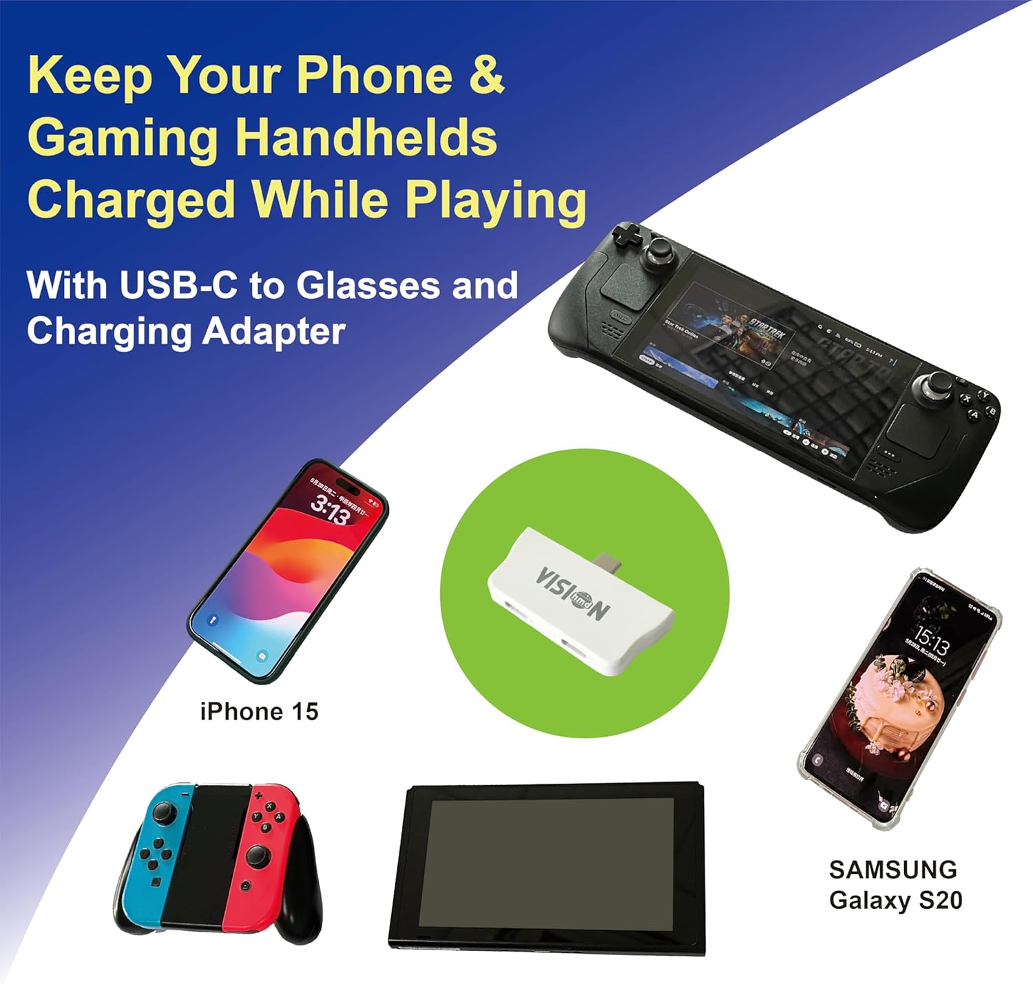 Sixth Cloud Pack: Immersive Video Display Glasses and Charging Adapter, Connect Your Phone Without Worrying About Power Outage