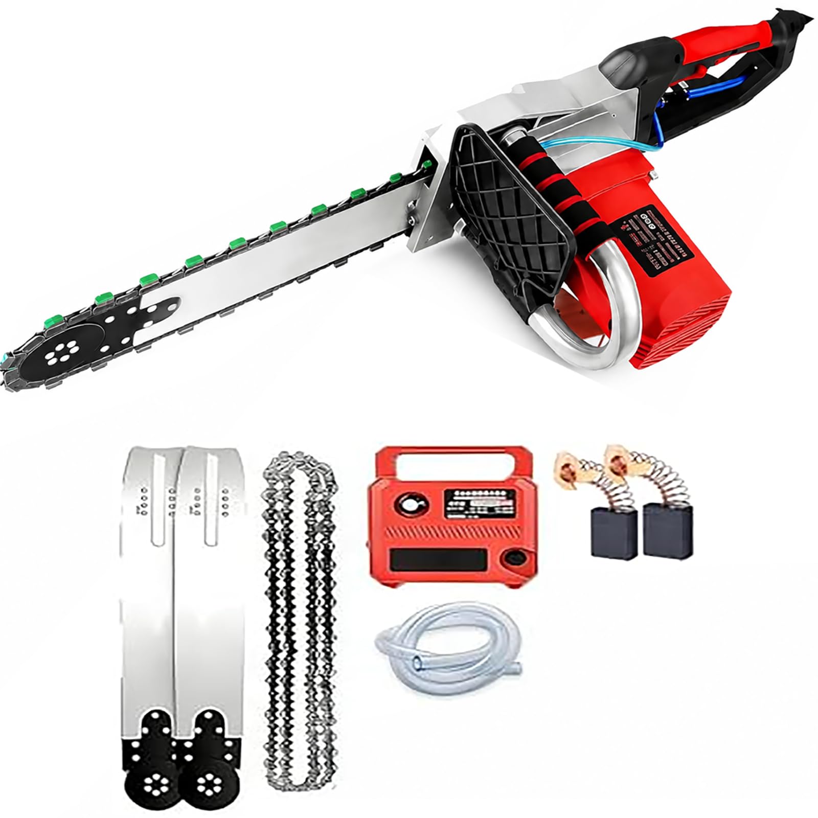 Motosierra Eléctrica para Muros, Equipo Industrial para Cortar Hormigón, Supresión de Polvo con Alimentación de Agua, 2 Cadenas/2 Guías, Profundidad de Corte de 35 Cm/48 Cm, Hormigón Armado