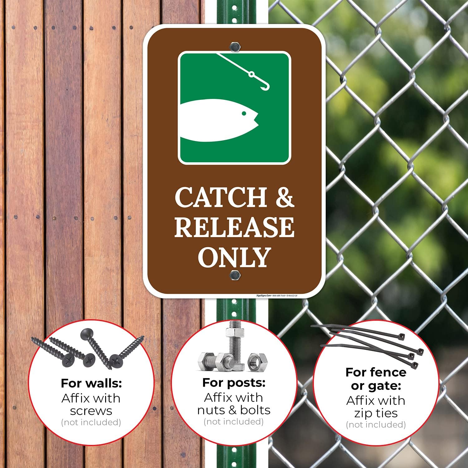 Catch and Release Only Sign, 12x18 Inches, Rust Free .063 Aluminum, Fade Resistant, Made in USA